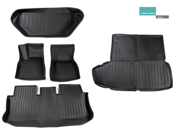Set completo di tappetini per tutte le stagioni Tesla Model S - 5 pezzi, tappetini in gomma dal 2023